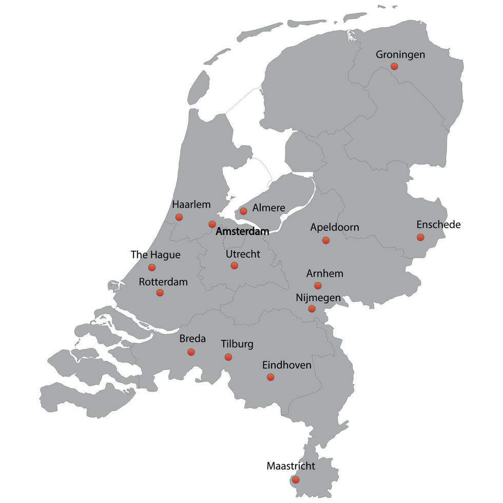 detailed map of the Netherlands vector