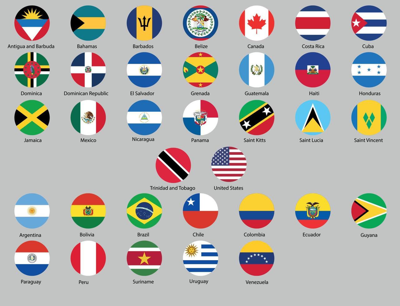 Vector illustration of different countries flags set