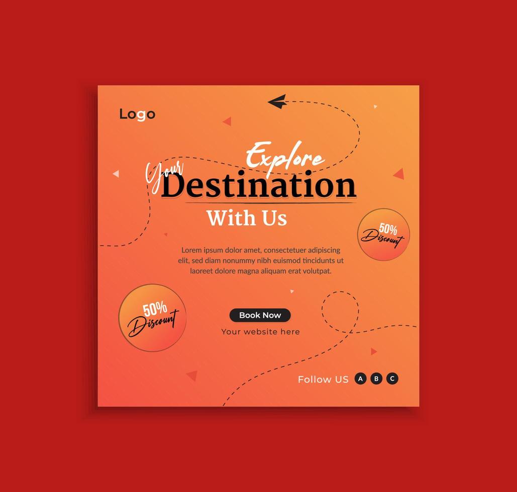 Travel sale social media post template layout vector