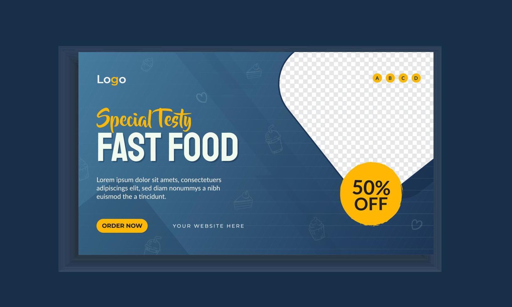 Restaurant web banner and social media post template vector
