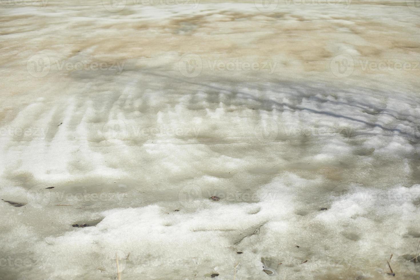 Melted snow on lake. photo