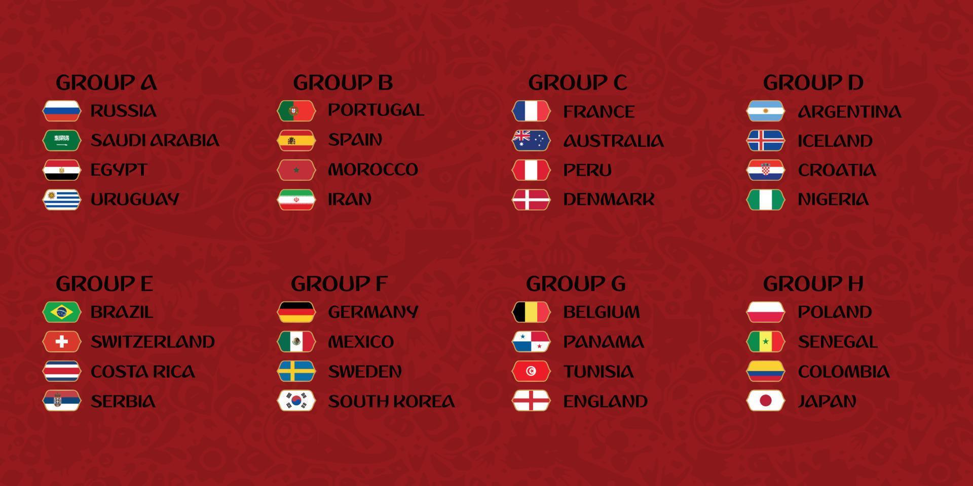 grupos copa mundial de futbol vector