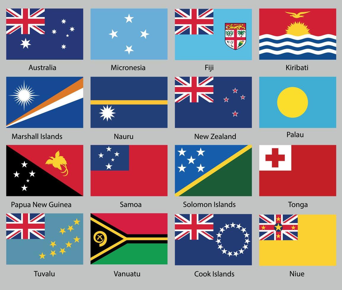Vector illustration of different countries flags set