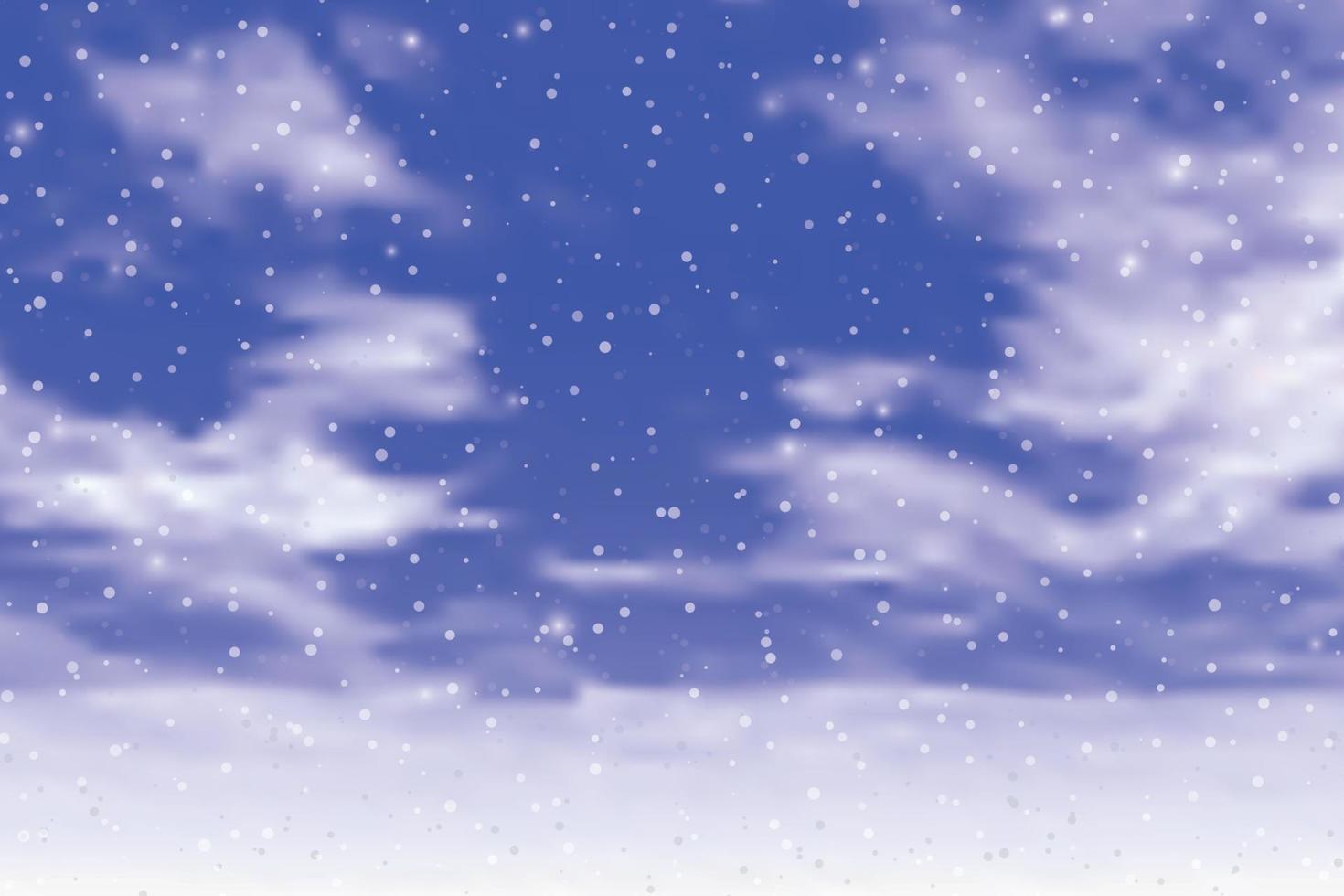 illustration of blue cloudy sky with falling snow vector