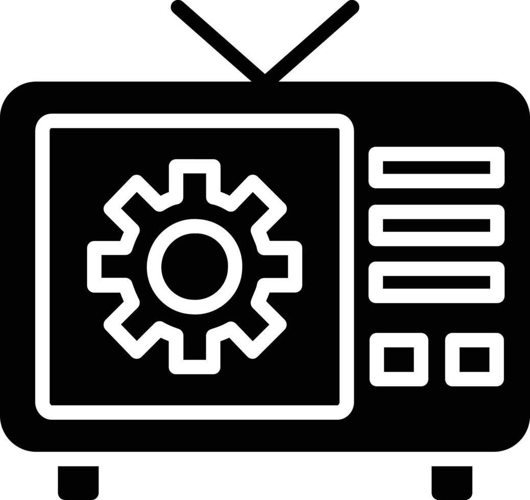 icono de glifo de reparación de tv vector