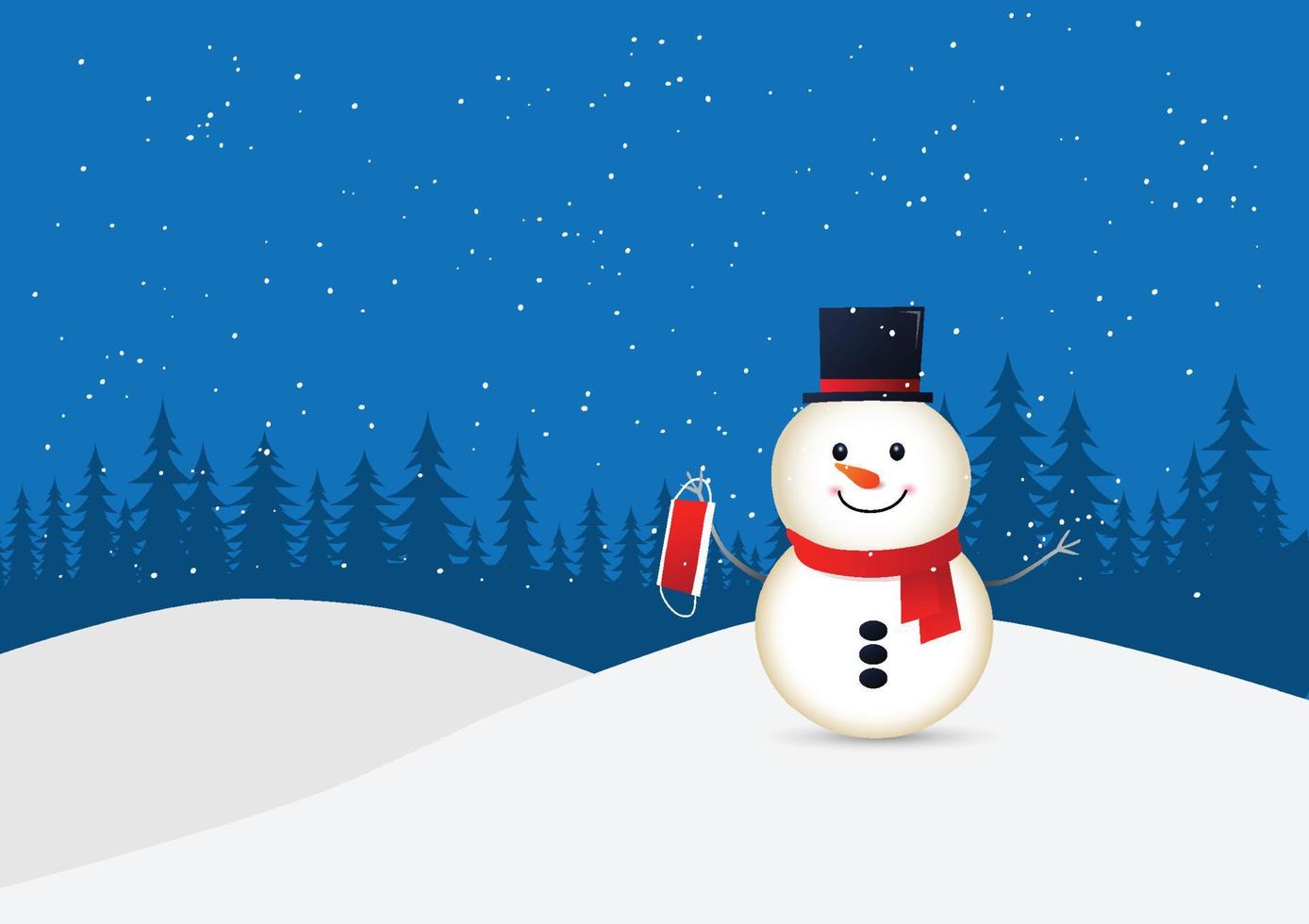 Snowman celebrating christmas without wearing face mask vector