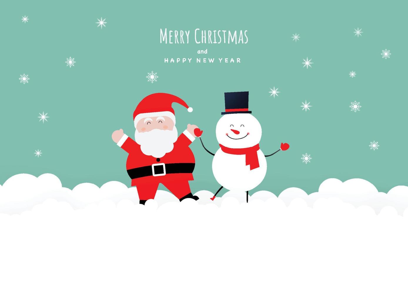 sonriente santa claus y muñeco de nieve. vector