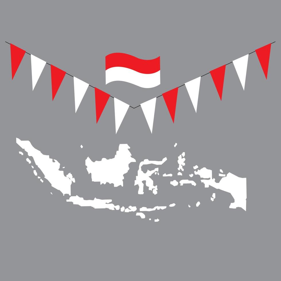 fondo festivo con mapa de indonesia el día de la independencia el 17 de agosto vector