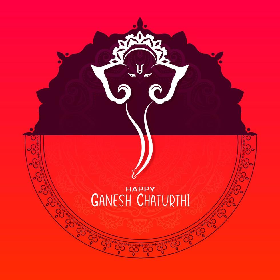 Traditional Happy Ganesh Chaturthi religious festival celebration card vector