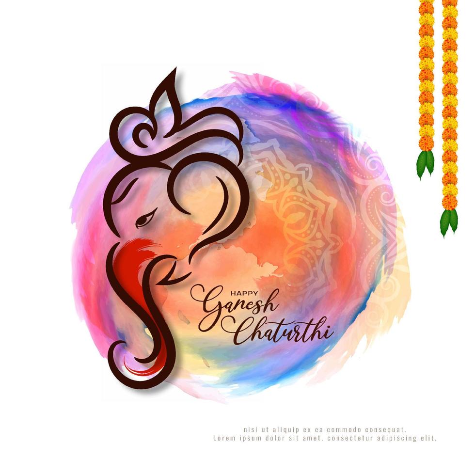 Happy Ganesh Chaturthi cultural festival celebration card design vector