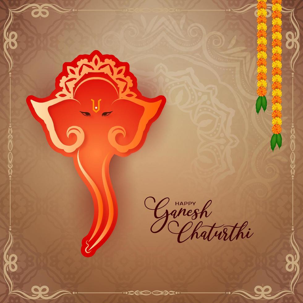 Beautiful Happy Ganesh Chaturthi festival greeting card design vector