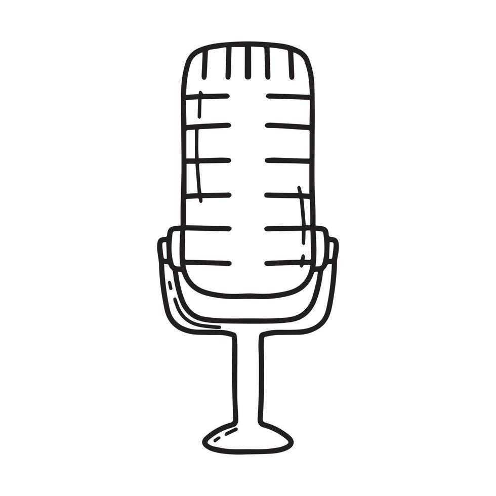Microphone. Microphone in doodle style. Vector illustration.