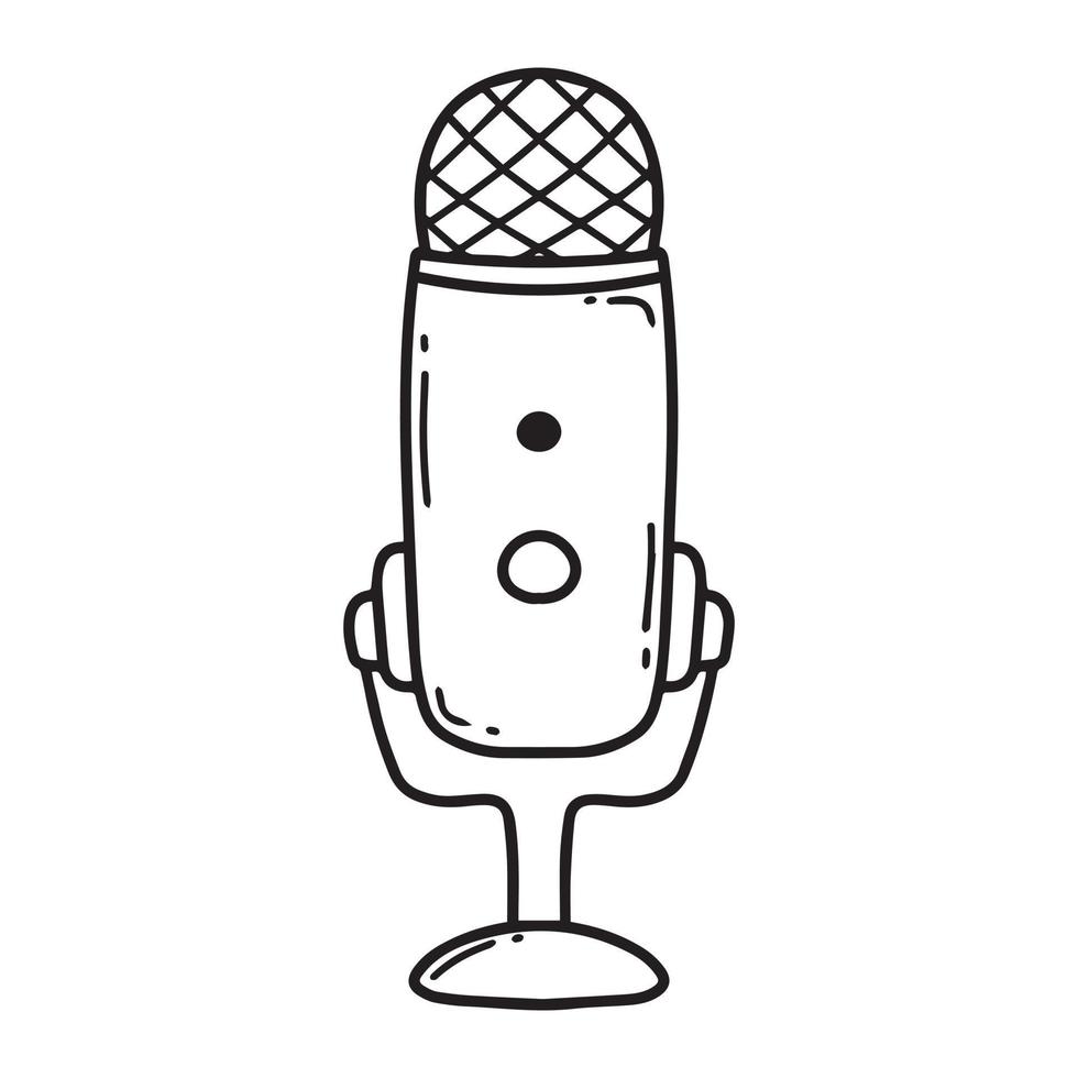 Microphone. Microphone in doodle style. Vector illustration.