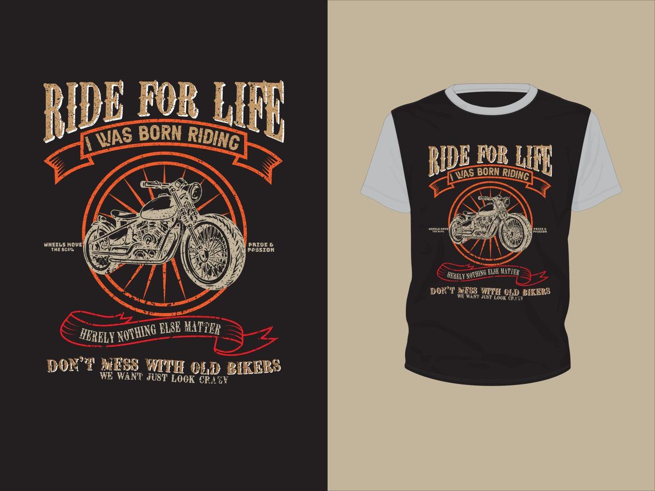 paseo de por vida - diseño exclusivo de camiseta de motocicleta vector