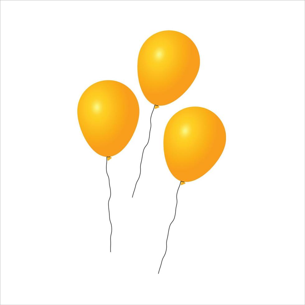 Golden Balloons Isolated on white Background, Balloon Icon vector