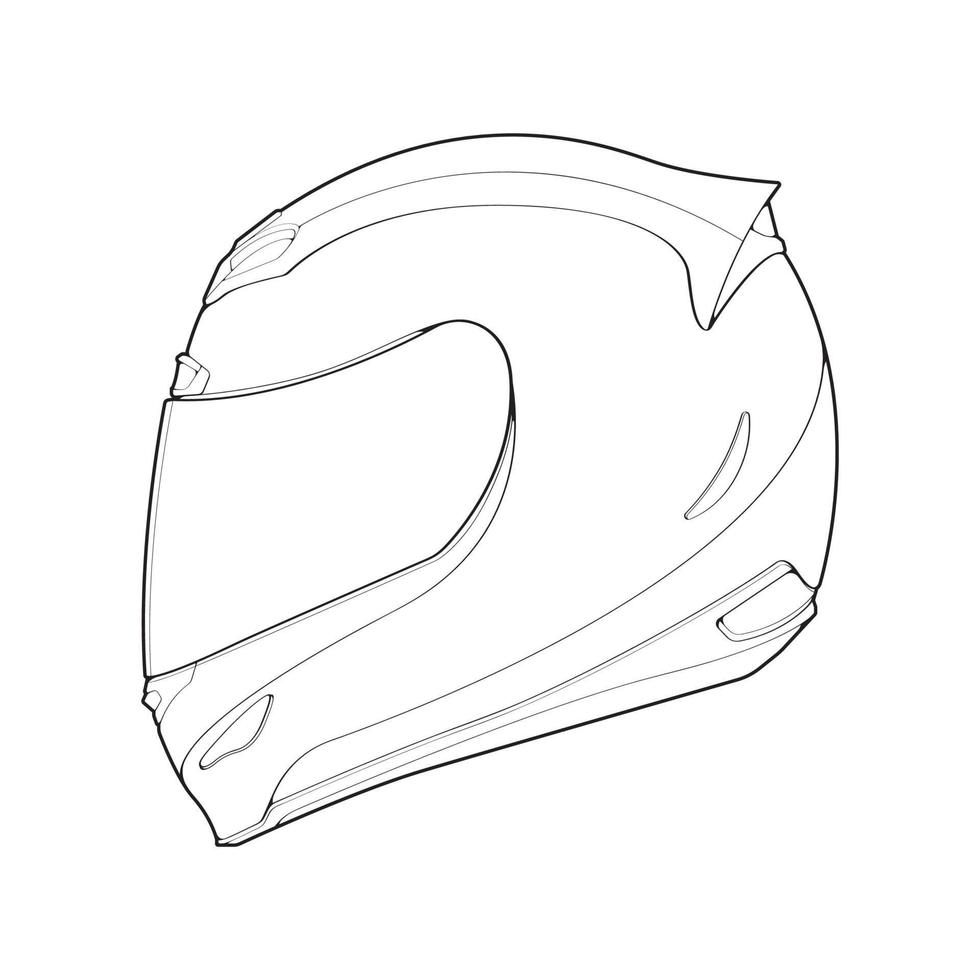 Template helmet full face, line Art helmet Vector Illustration, Line Template helmet full face, line Art helmet Vector Illustration, Line