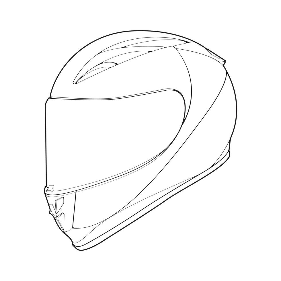 Template helmet full  face, line Art helmet Vector Illustration, Line art vector, helmet Vector