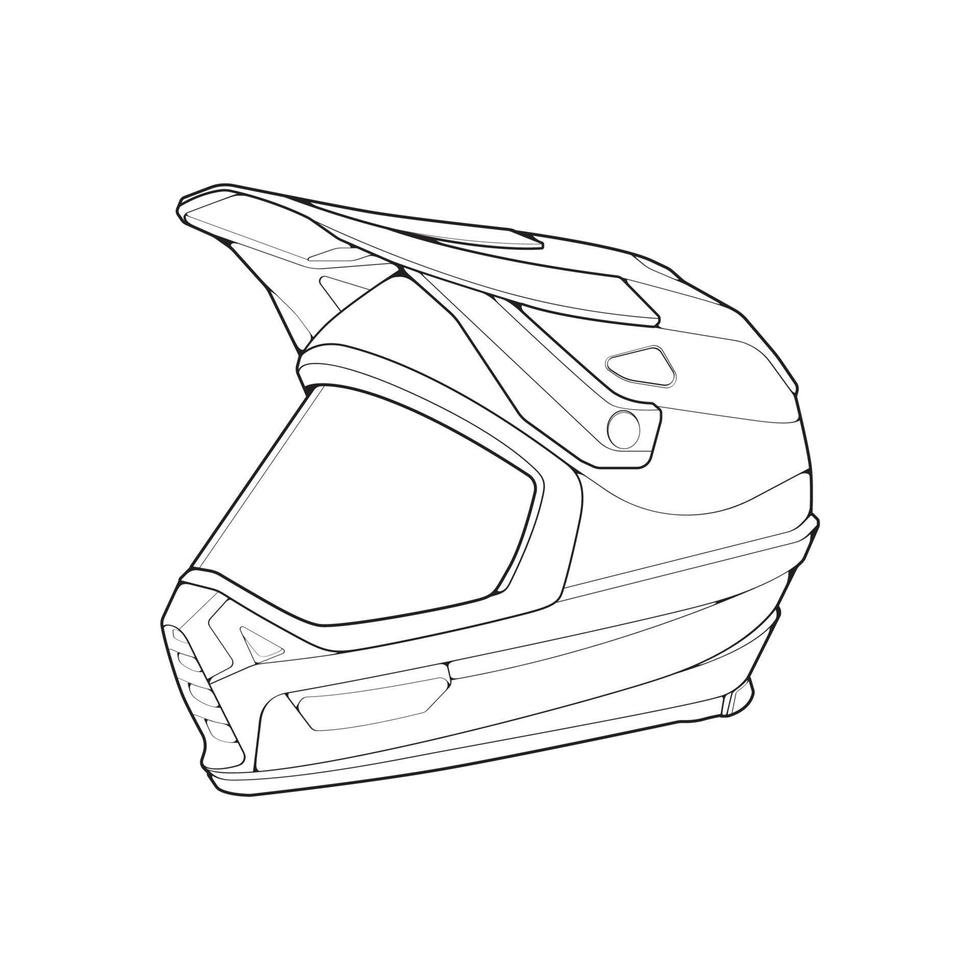 casco de plantilla de cara completa, ilustración de vector de casco de arte de línea, vector de arte de línea, vector de casco