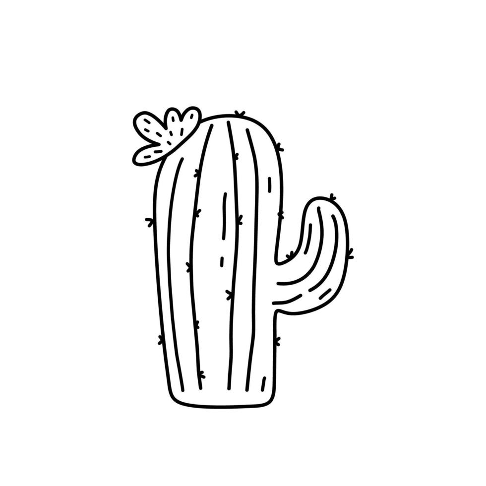 lindo cactus de dibujos animados aislado sobre fondo blanco. ilustración vectorial dibujada a mano en estilo garabato. perfecto para tarjetas, logo, decoraciones, varios diseños. imágenes prediseñadas botánicas. vector