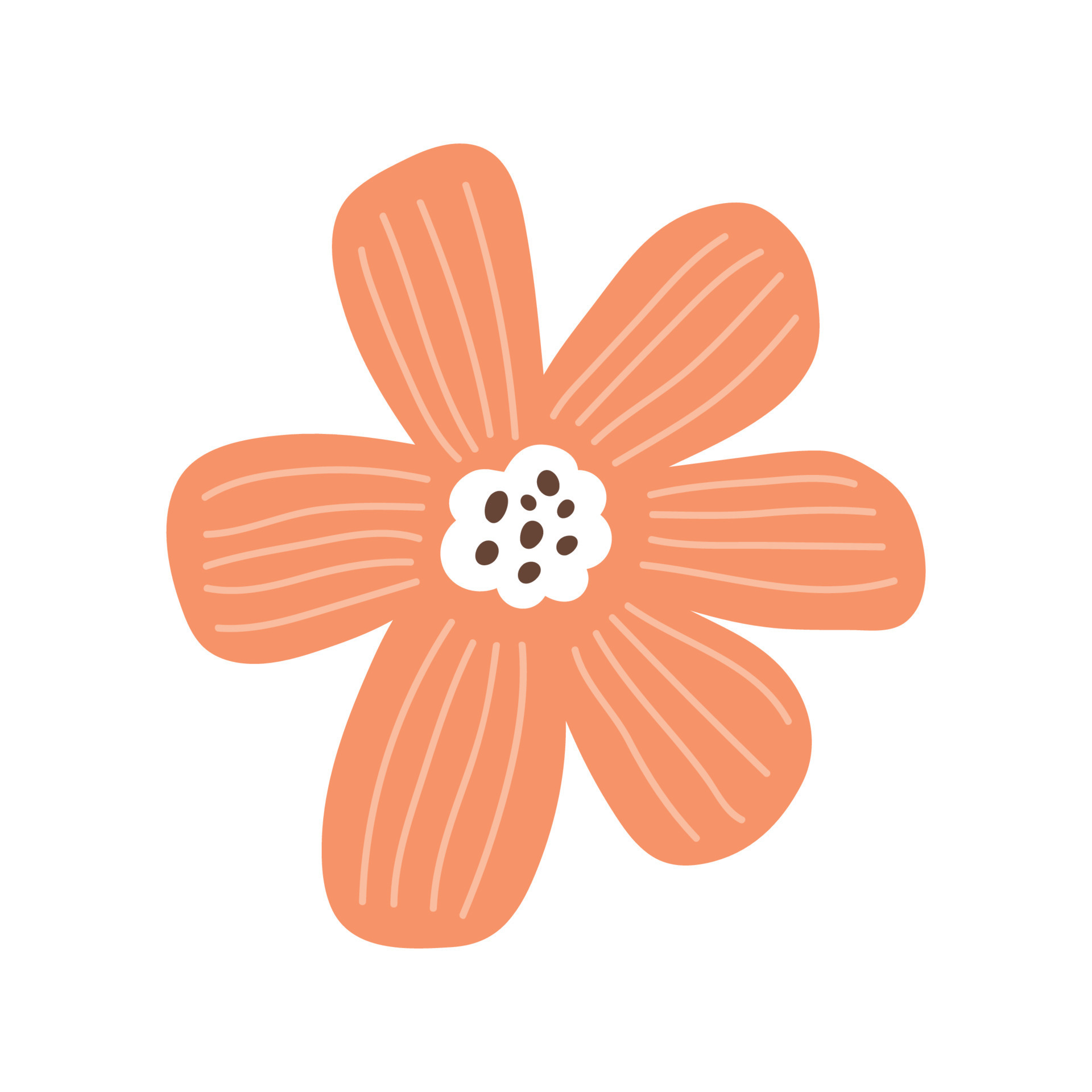 Cute red flower isolated on white background. Vector illustration in