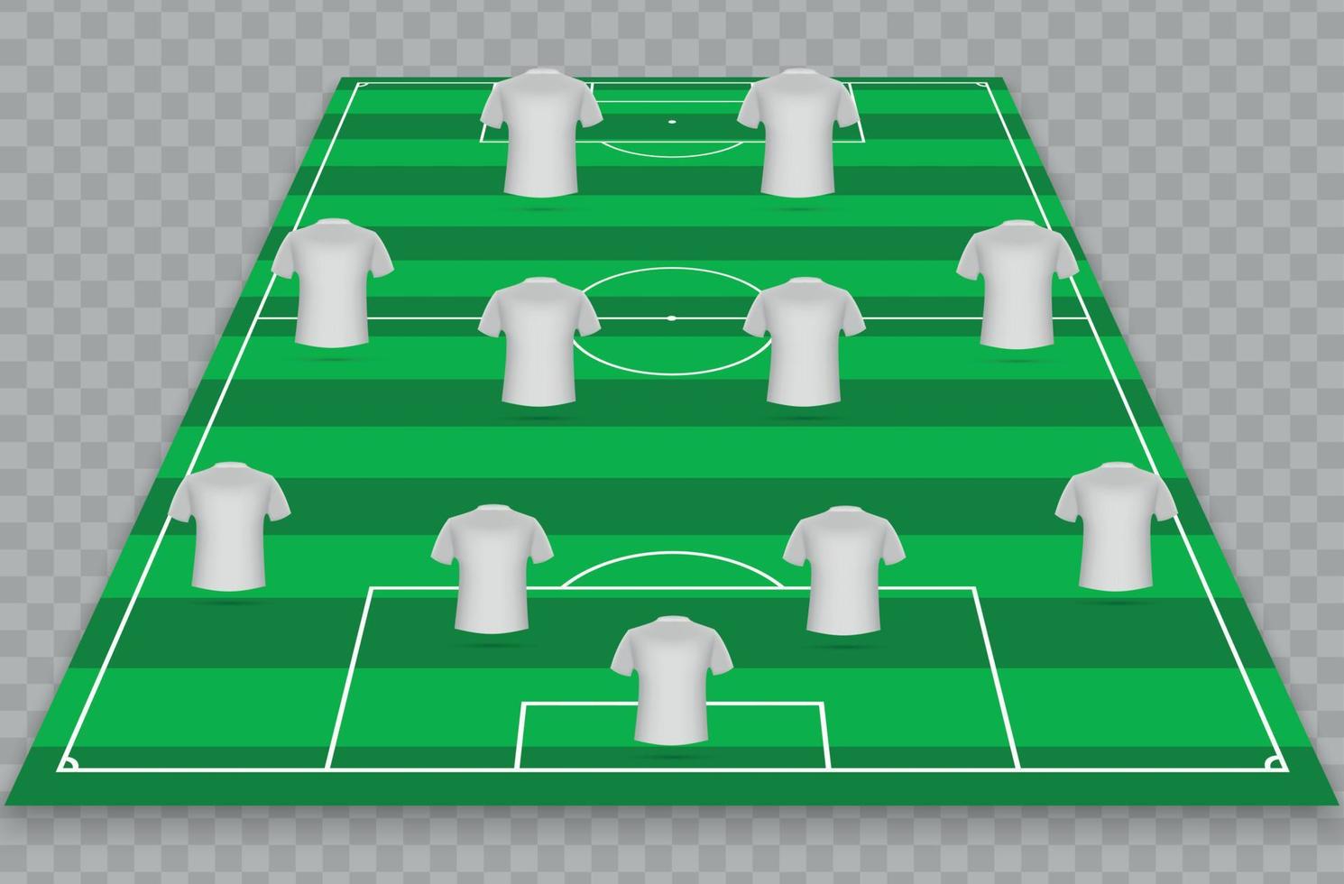 illustration of green soccer filed with white t-shirts vector