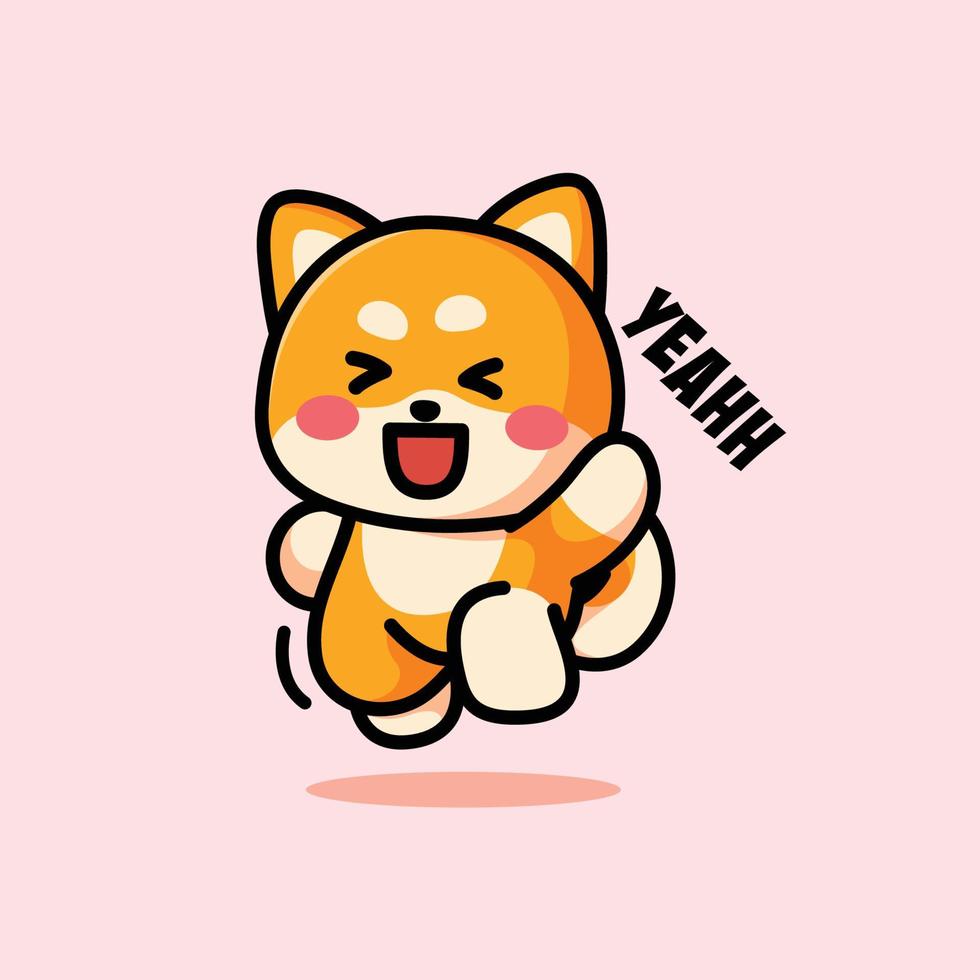 shiba inu is posing cute and adorable vector