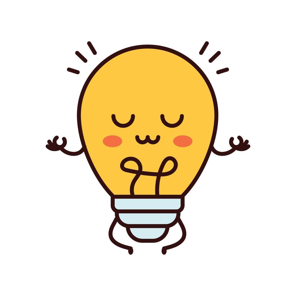 Cute funny light bulb, lamp character. Vector flat line cartoon kawaii character illustration icon.