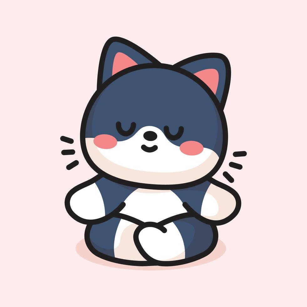 Cute Cat doing yoga vector template