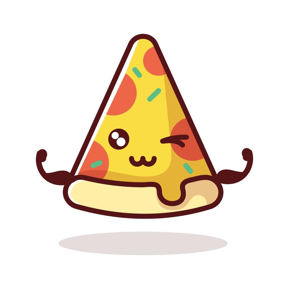 Cartoon pizza slice illustration set. vector