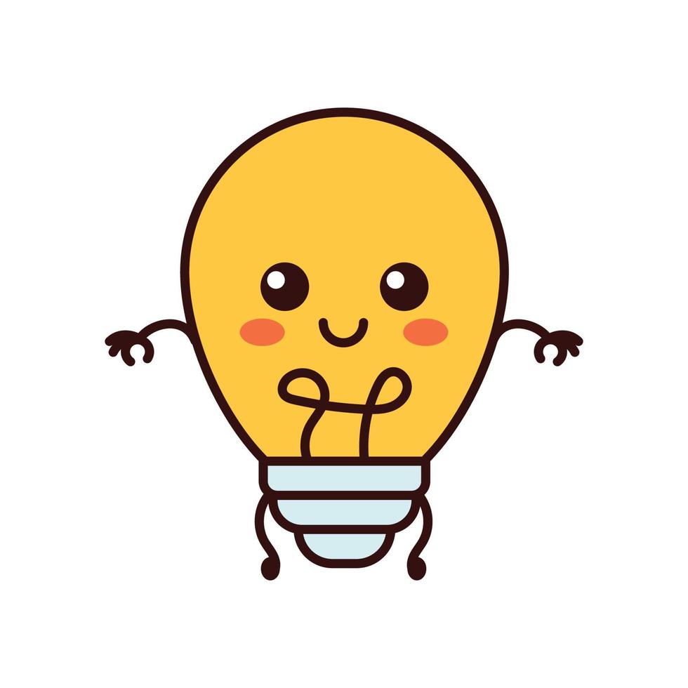 Cute funny light bulb, lamp character. Vector flat line cartoon kawaii character illustration icon.