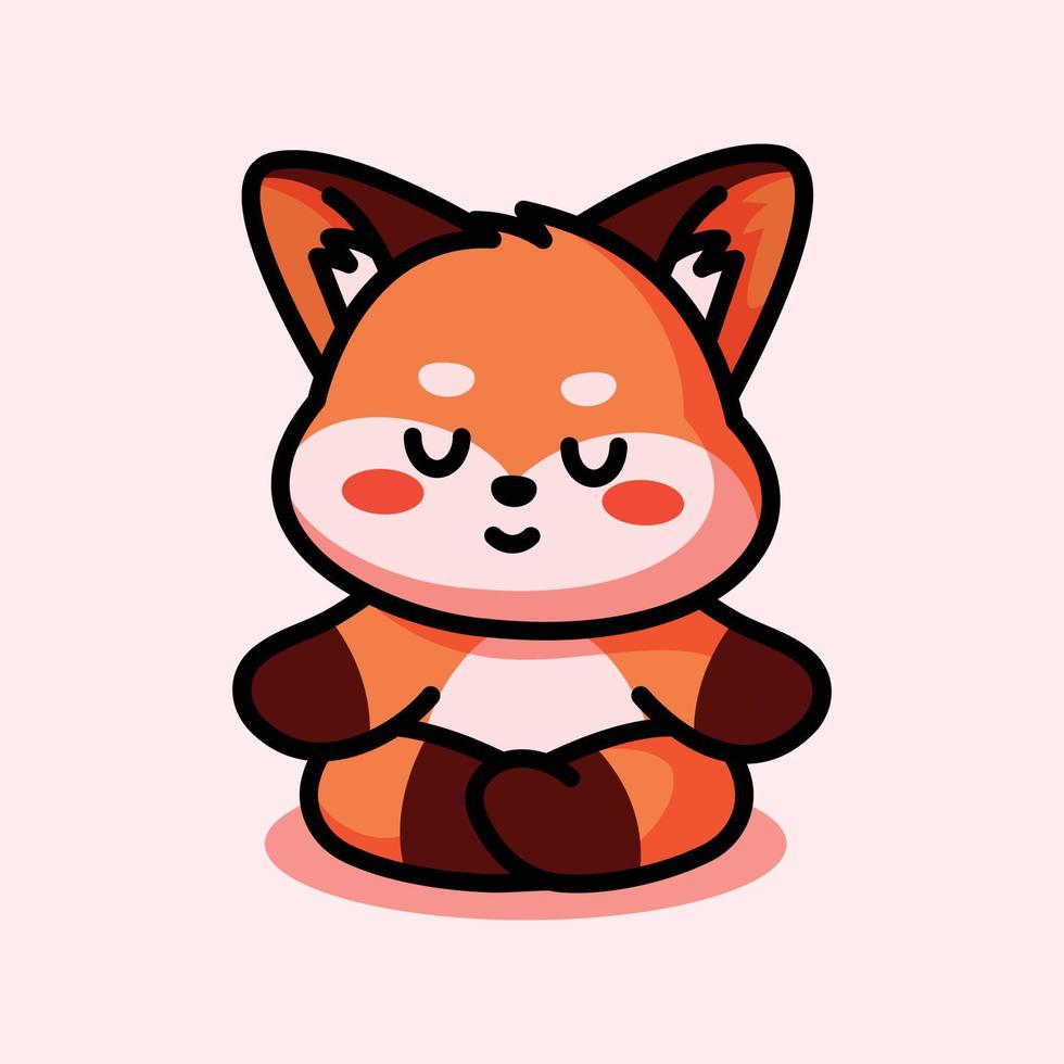 cute fox doing yoga vector template