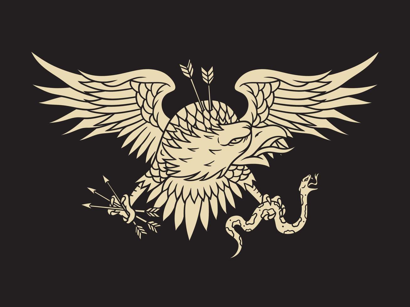 Wild eagle gripping snakes and arrows, Vector clip art 11161436 Vector