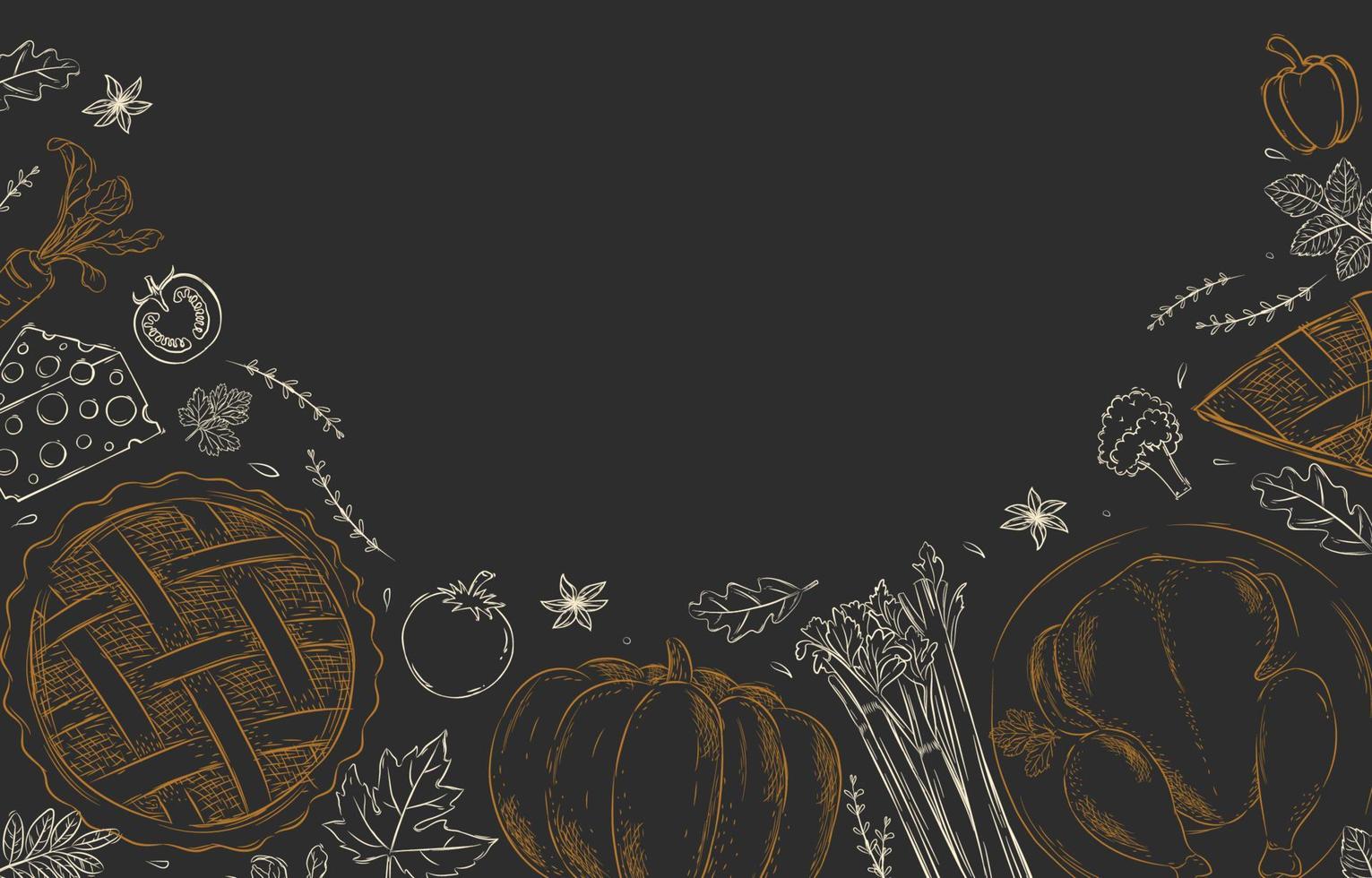 Hand Drawn Thanksgiving Food Background vector