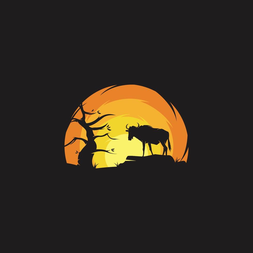Beauty Buffalo in the Sunset logo vector