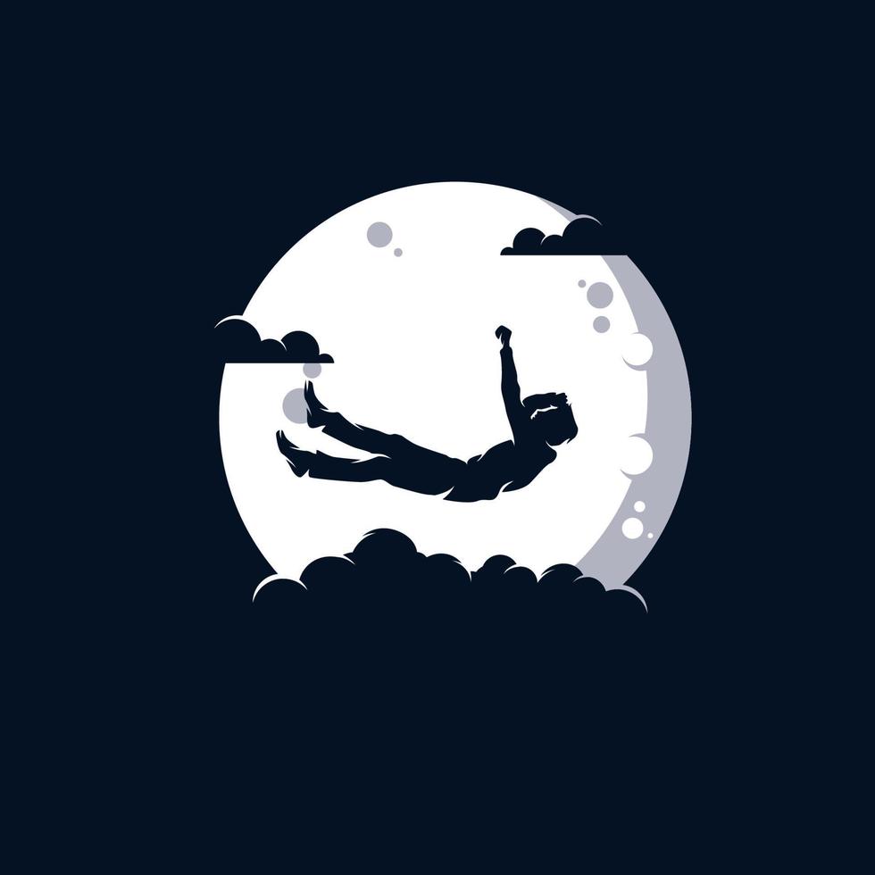 Silhouette of the man reaching logo design vector