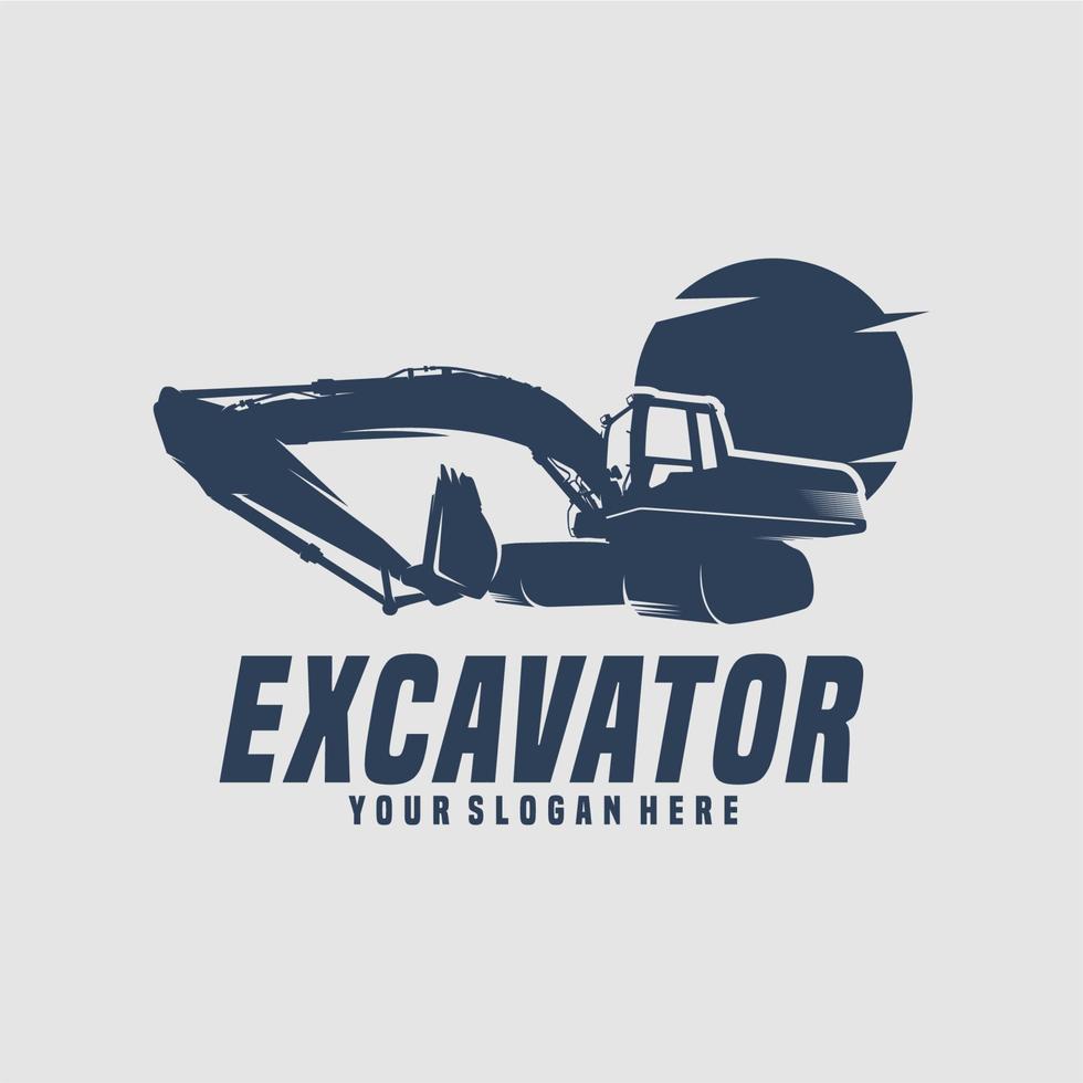 excavator machine construction logo design vector