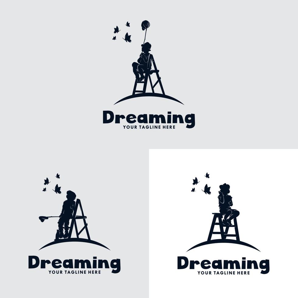 conjunto de diseño de logotipo de sueño de niños vector