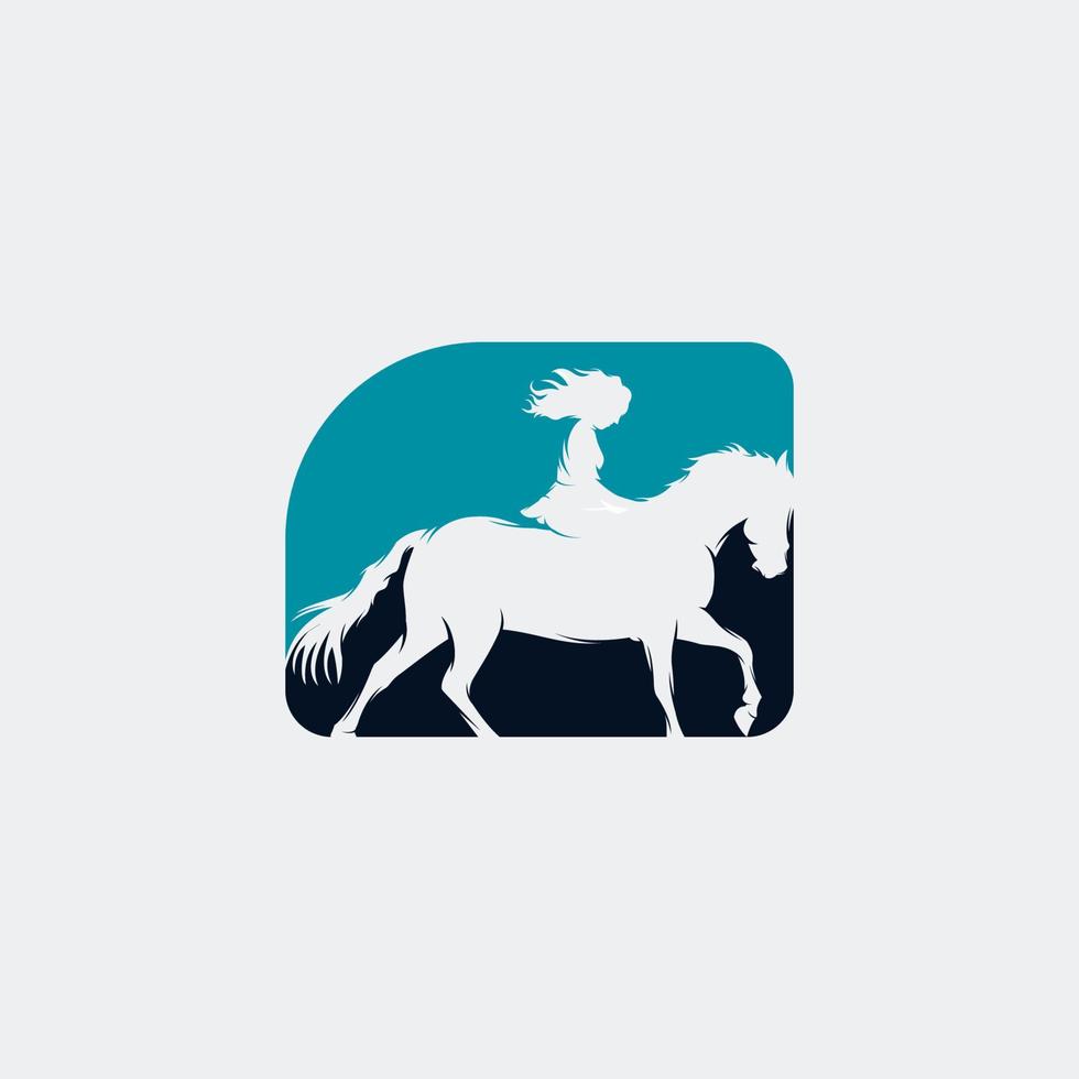 cowgirl riding a horse with modern concept logo vector