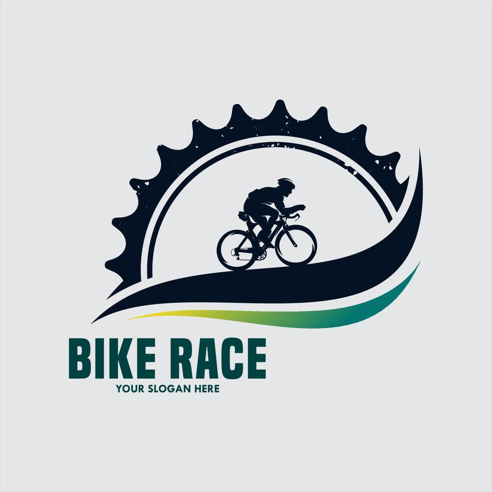 bike vintage logo template gear and cyclist vector