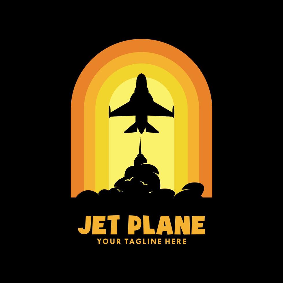 ilustración de icono de vector de logotipo de avión de reacción