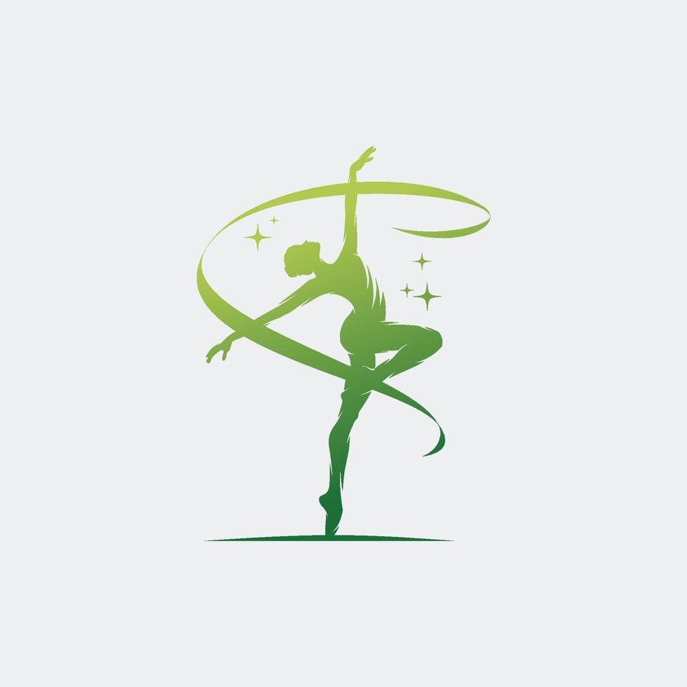 gimnasta rítmica en el logo de la arena profesional vector