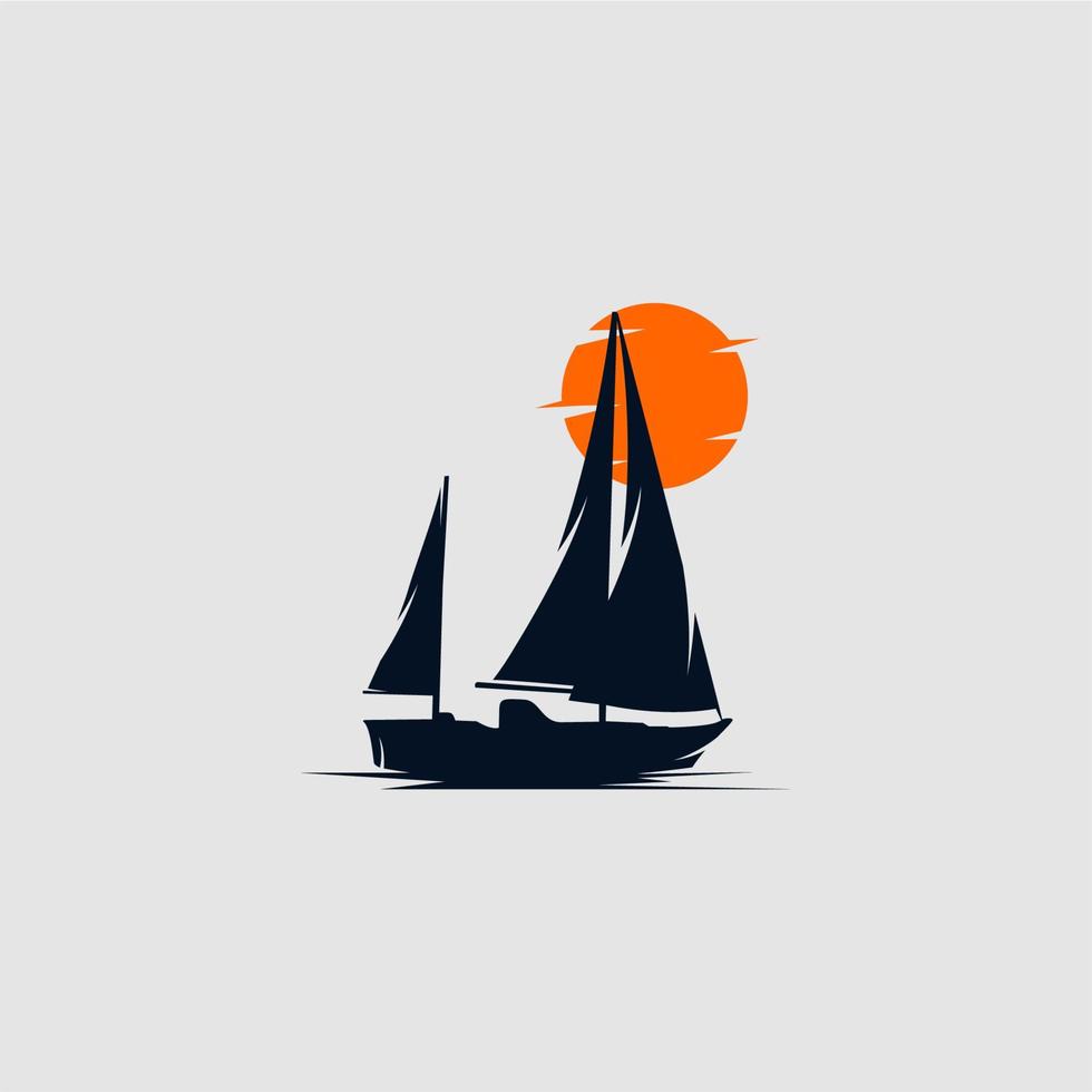 sailing ship logo design template vector