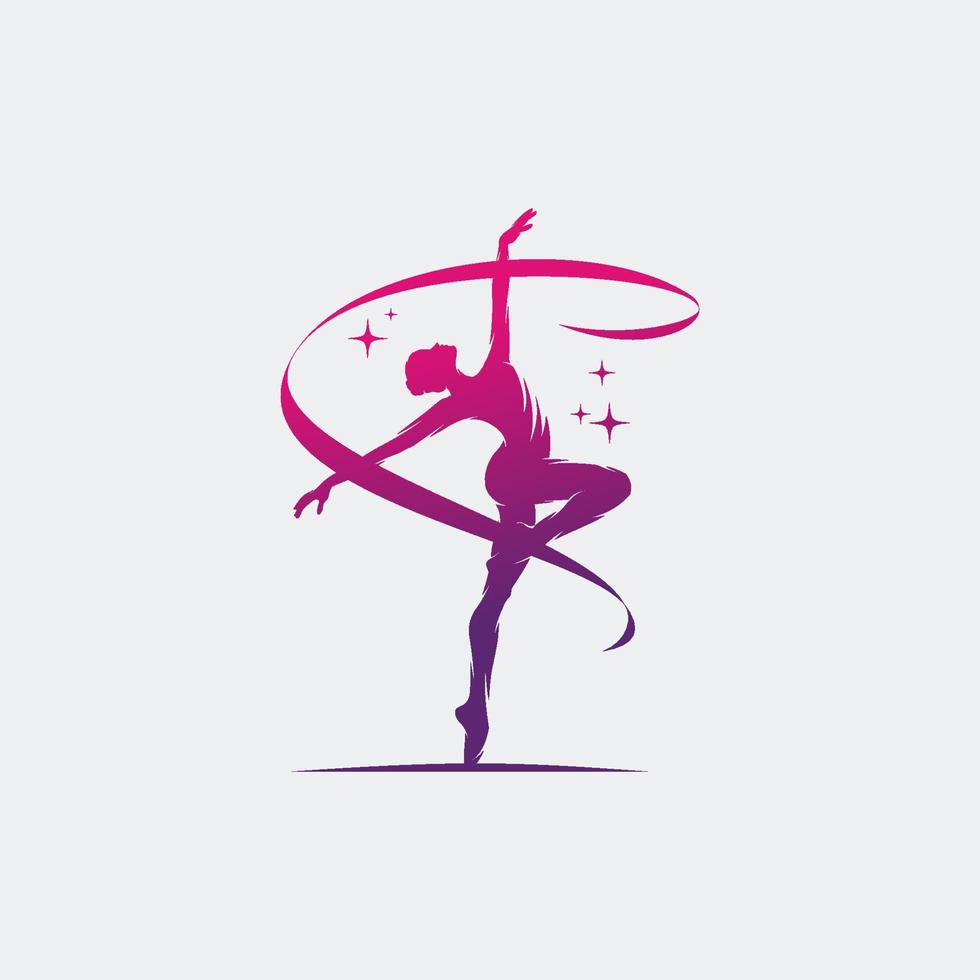 gimnasta rítmica en el logo de la arena profesional vector