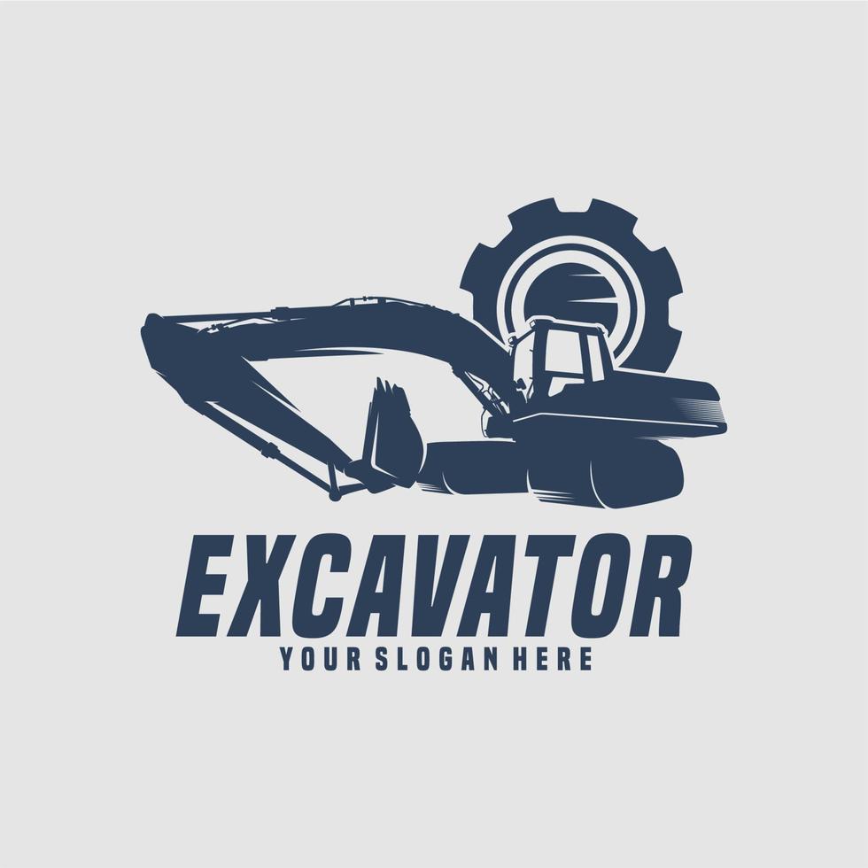 diseño de logotipo de construcción de máquina excavadora vector