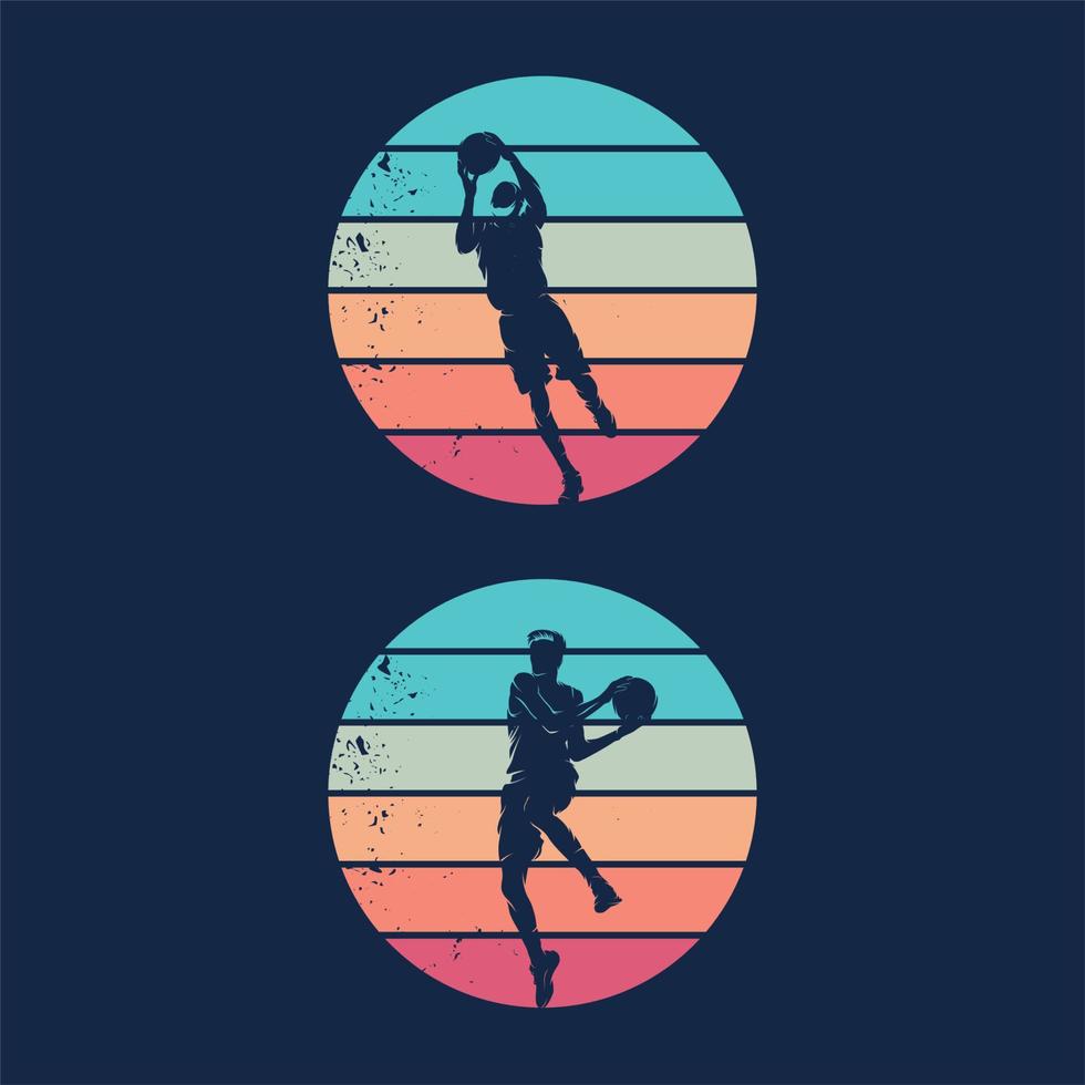 diseño de logotipo de movimiento deportivo de baloncesto vector