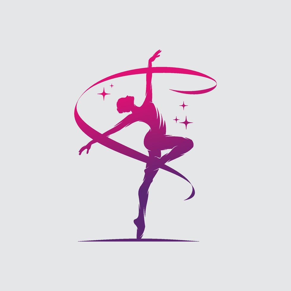 Silhouette of female rhythmic gymnast player with ribbon. Vector  illustration 22513001 Vector Art at Vecteezy