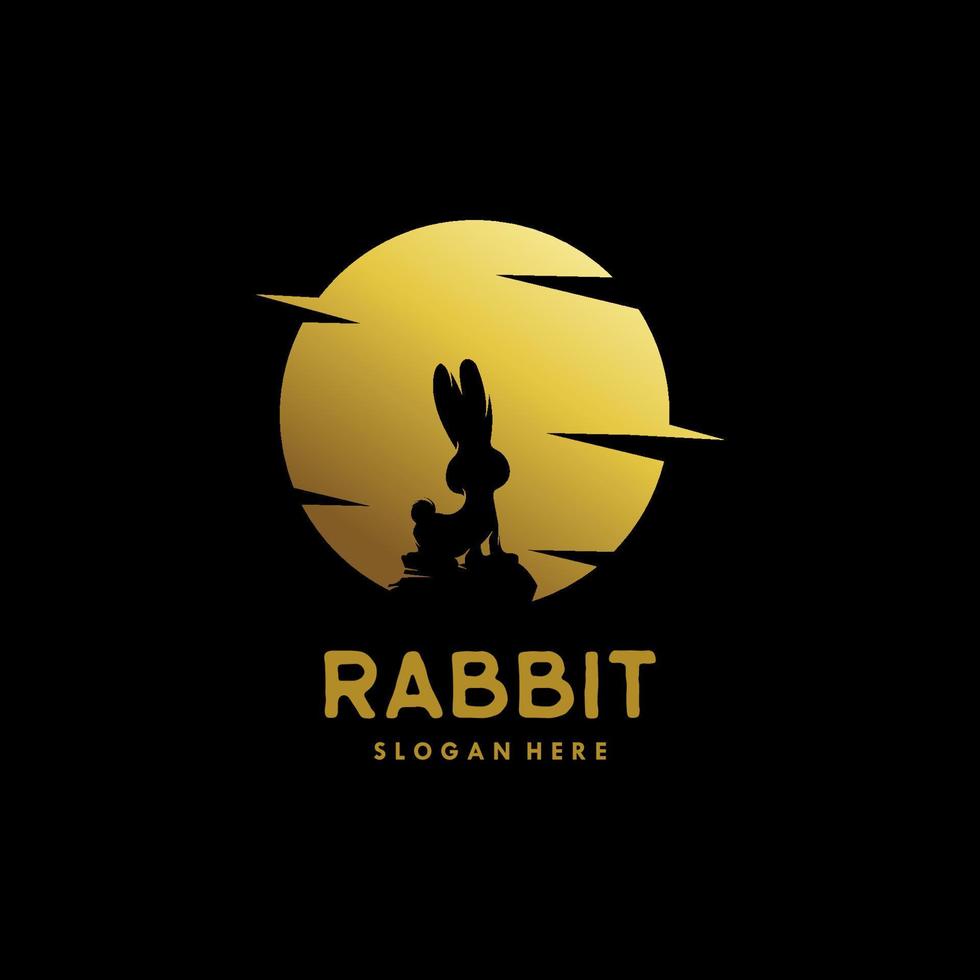 rabbit in the moon logo design vector