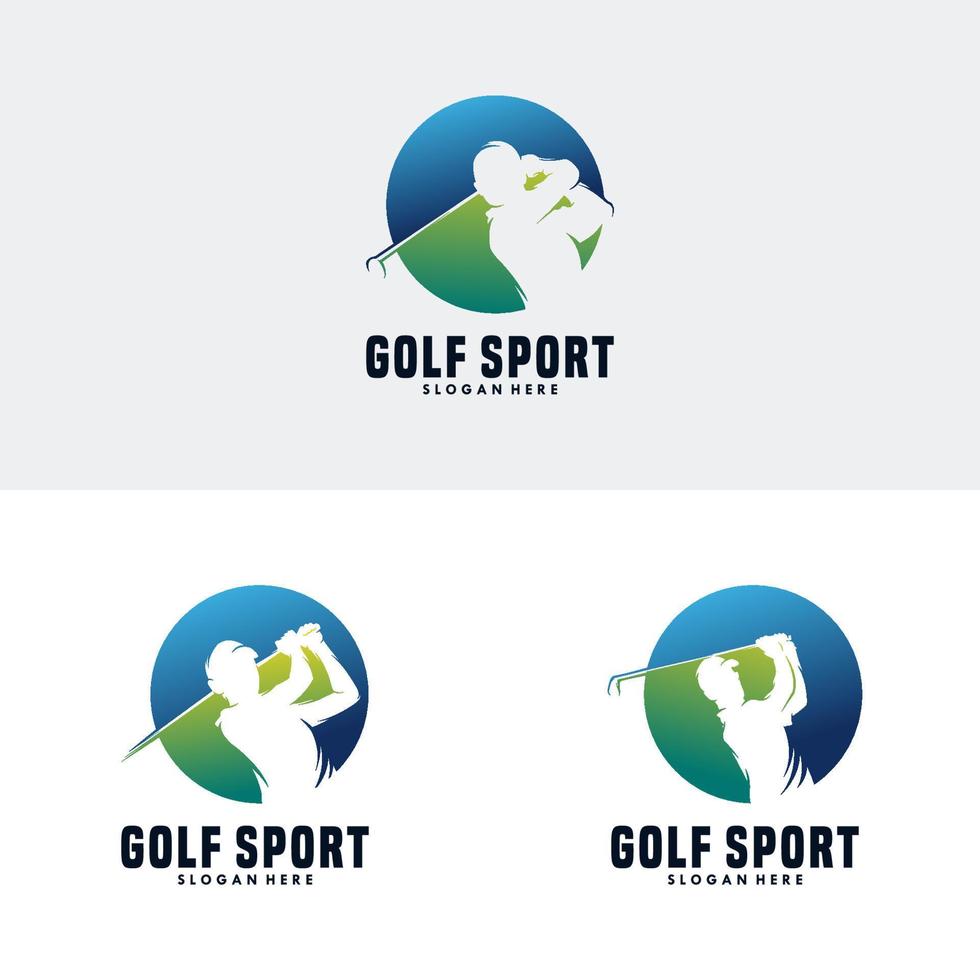 conjunto de plantilla de diseño de logotipo de silueta de deporte de golf vector