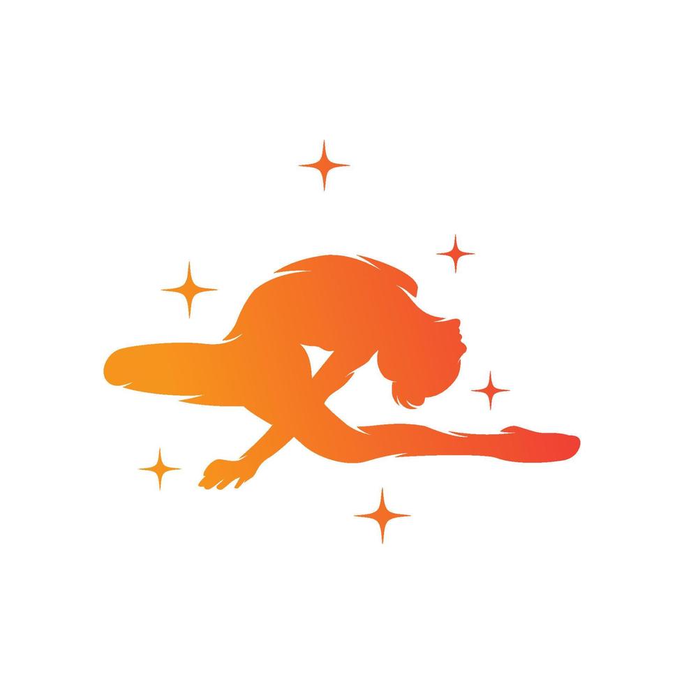 Young gymnast woman dance with ribbon logo vector