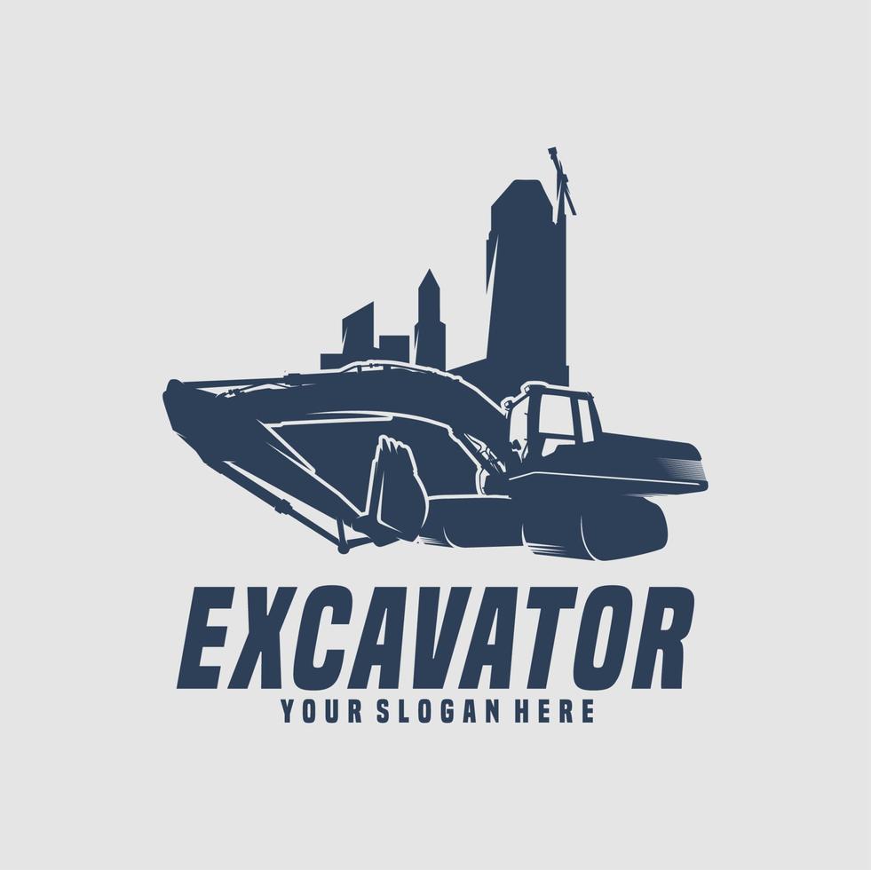 diseño de logotipo de construcción de máquina excavadora vector